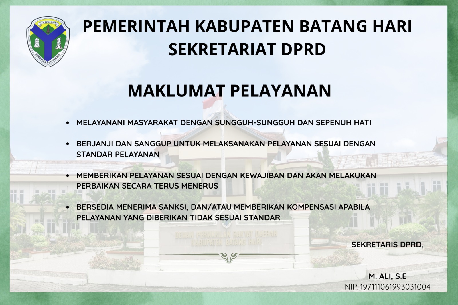 Maklumat Pelayanan Setwan Batang Hari